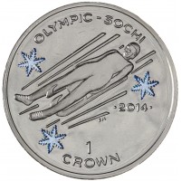 Монета Остров Мэн 1 крона 2014 XXII зимние Олимпийские Игры в Сочи 2014 - Санный спорт