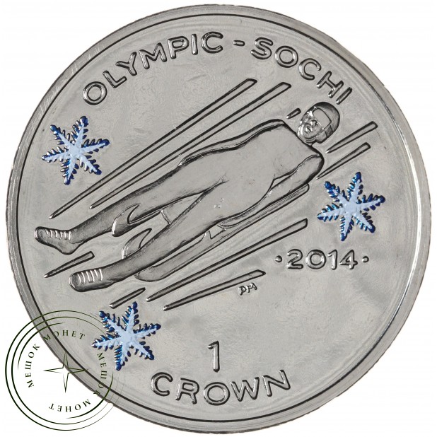 Остров Мэн 1 крона 2014 XXII зимние Олимпийские Игры в Сочи 2014 - Санный спорт — 937045680