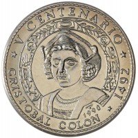 Монета Куба 1 песо 1990 500 лет открытию Америки - Христофор Колумб