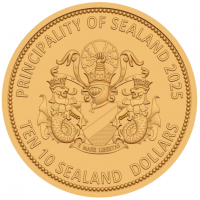 Монета Княжество Силенд 10 долларов 2025 «История Российской Космонавтики» - Союз-Апполон 