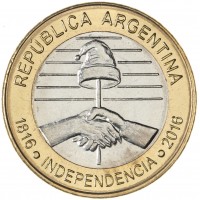 Монета Аргентина 2 песо 2016 200 лет Независимости
