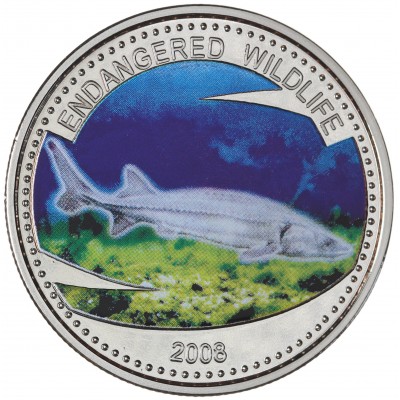 Монета Палау 1 доллар 2008 Осетр