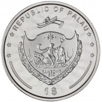 Монета Палау 1 доллар 2008 Осетр