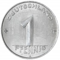 Монета ГДР 1 пфенниг 1952 А