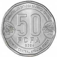 Монета ЦАР 50 франков 2024 