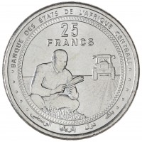 Монета ЦАР 25 франков 2024 