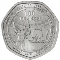 Монета ЦАР 100 франков 2024 