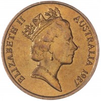 Монета Австралия 1 цент 1987