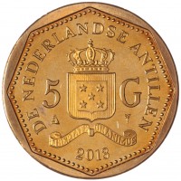 Монета Нидерландские Антильские острова 5 гульденов 2013 Флаг Синт-Мартен