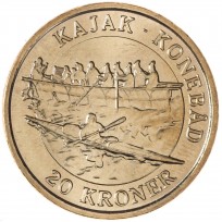 Монета Дания 20 крон 2010 Корабли - Каяк-Умиак