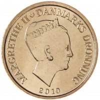 Монета Дания 20 крон 2010 Корабли - Каяк-Умиак