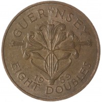 Монета Гернси 8 дублей 1959