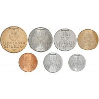 Словакия набор 7 монет 10, 20, 50 геллеров и 1, 2, 5, 10 крон 2001 - 2007