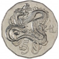 Монета Австралия 50 центов 2012 Год дракона