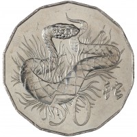 Монета Австралия 50 центов 2013 Год змеи