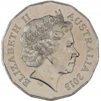 Монета Австралия 50 центов 2013 Год змеи