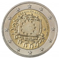 Монета Греция 2 евро 2015 30 лет Флагу Европы