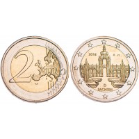 Монета Германия 2 евро 2016 Саксония Дрезден.