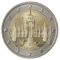 Монета Германия 2 евро 2016 Саксония Дрезден.