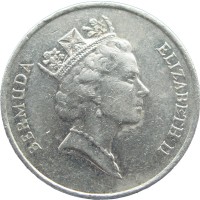 Монета Бермуды 25 центов 1996
