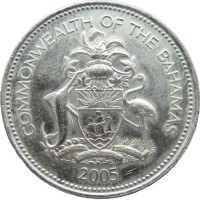 Монета Багамы 25 центов 2005