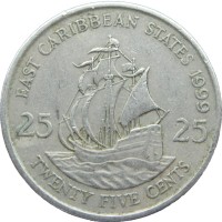 Восточные Карибы 25 центов 1999