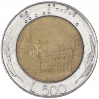 Монета Италия 500 лир 1987
