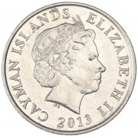 Монета Каймановы острова 25 центов 2013