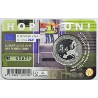 Монета Бельгия 5 евро 2021 Европейский год железной дороги (Буклет)