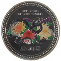 Монета Острова Кука 5 долларов 2013 Год Змеи