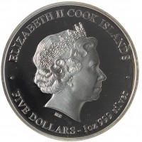 Монета Острова Кука 5 долларов 2013 Год Змеи