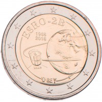 Монета Бельгия 2 евро 2018 50 лет запуска первого европейского спутника ESRO 2B (буклет)