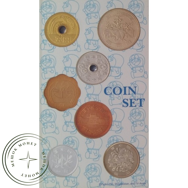 Япония годовой набор монет 2005 35 лет аниме-сериала Дораэмон — 937046234