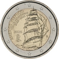 Монета Италия 2 евро 2025 Америго Веспуччи