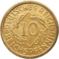 Монета Германия 10 рейхспфеннигов 1924