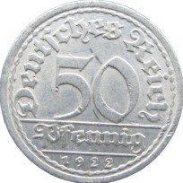 Монета Германия 50 рейхпфеннигов 1922