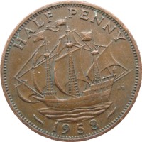 Великобритания 1/2 пенни 1958