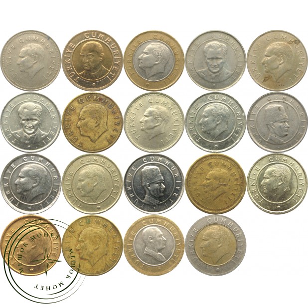 Набор монет Турции (19 монет)