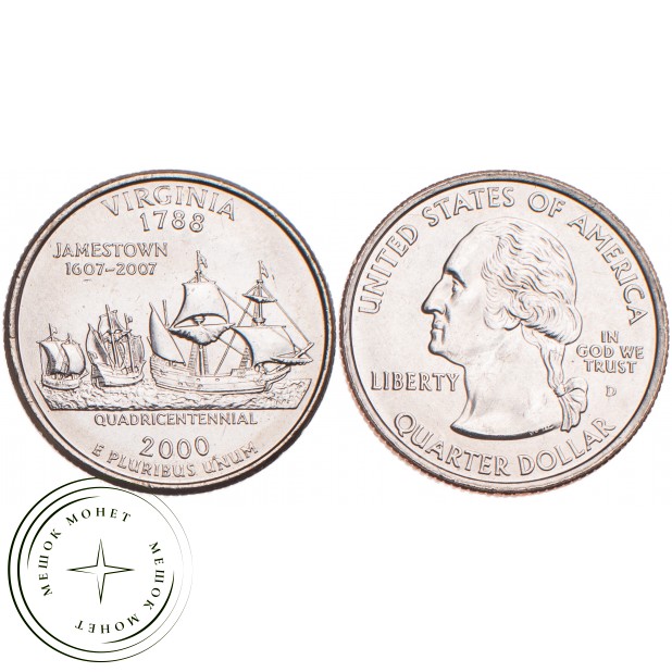США 25 центов 2000 Вирджиния