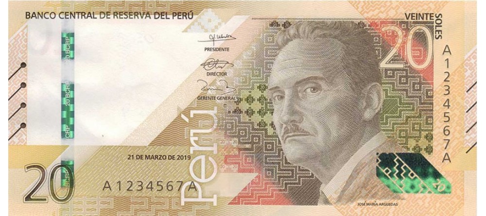 Купюра 2023 год. Перуанские банкноты. Перу 10 солей 2019.