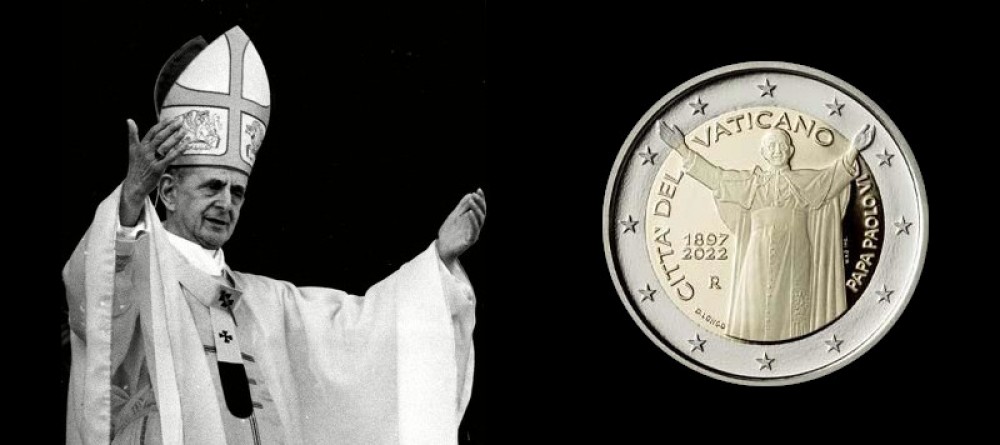 Памятная монета Ватикана приуроченая к 125-летию со дня рождения Павла VI