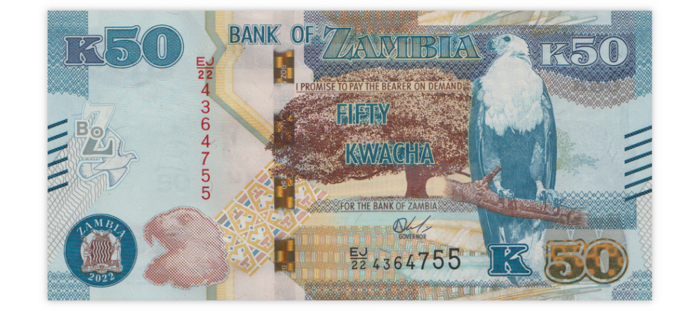 Замбия выпустила новую банкноту номиналом 50 квач 2022 года