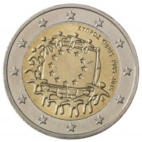 Монета Кипр 2 евро 2015 30 лет Флагу Европы