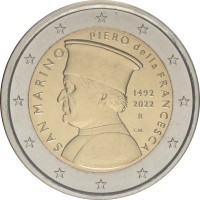 Монета Сан-Марино 2 евро 2022 Пьеро Делла Франческа (буклет)