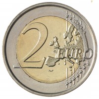 Монета Ирландия 2 евро 2012 10 лет наличному обращению евро