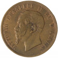 Монета Италия 10 сентесим 1866