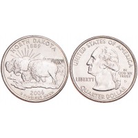 Монета США 25 центов 2006 Северная Дакота