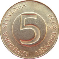 Монета Словения 5 толаров 1998