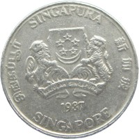 Монета Сингапур 20 центов 1987
