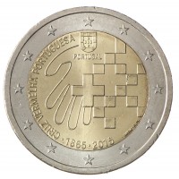Монета Португалия 2 евро 2015 150 лет Португальскому Красному Кресту